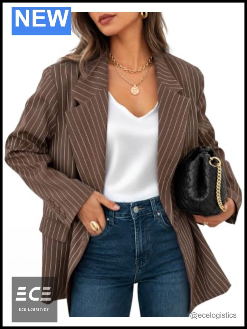 Women's Striped Business Casual Blazer Long Sleeve Lapel Open Front